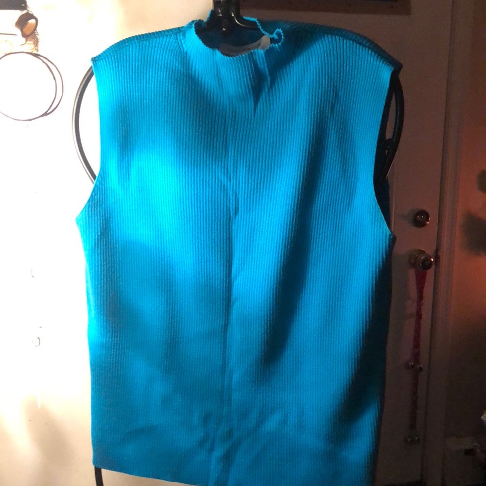 Mock Neck Sleeveless Sweater (Teal Color) XL
